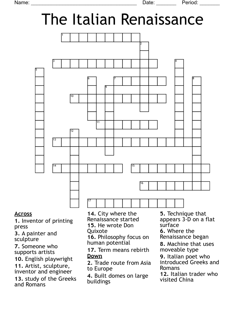 The Italian Renaissance Crossword