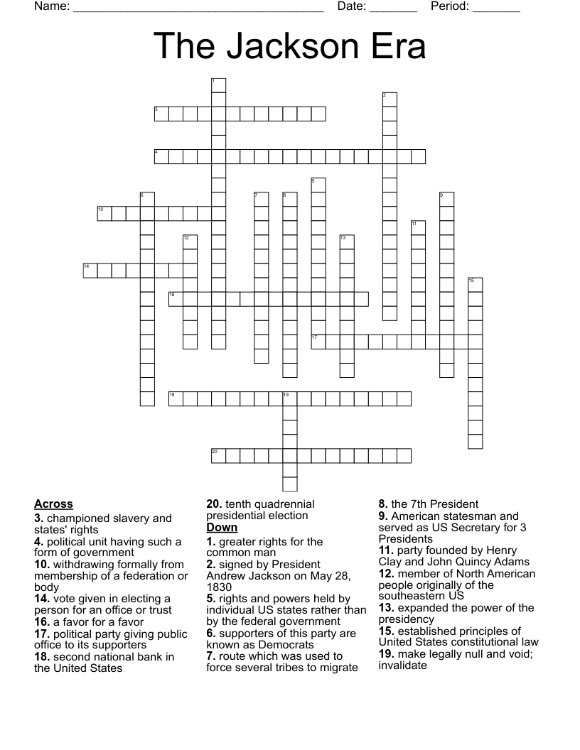 The Jackson Era Crossword