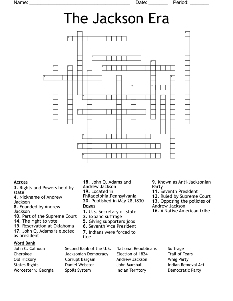 The Jackson Era Crossword