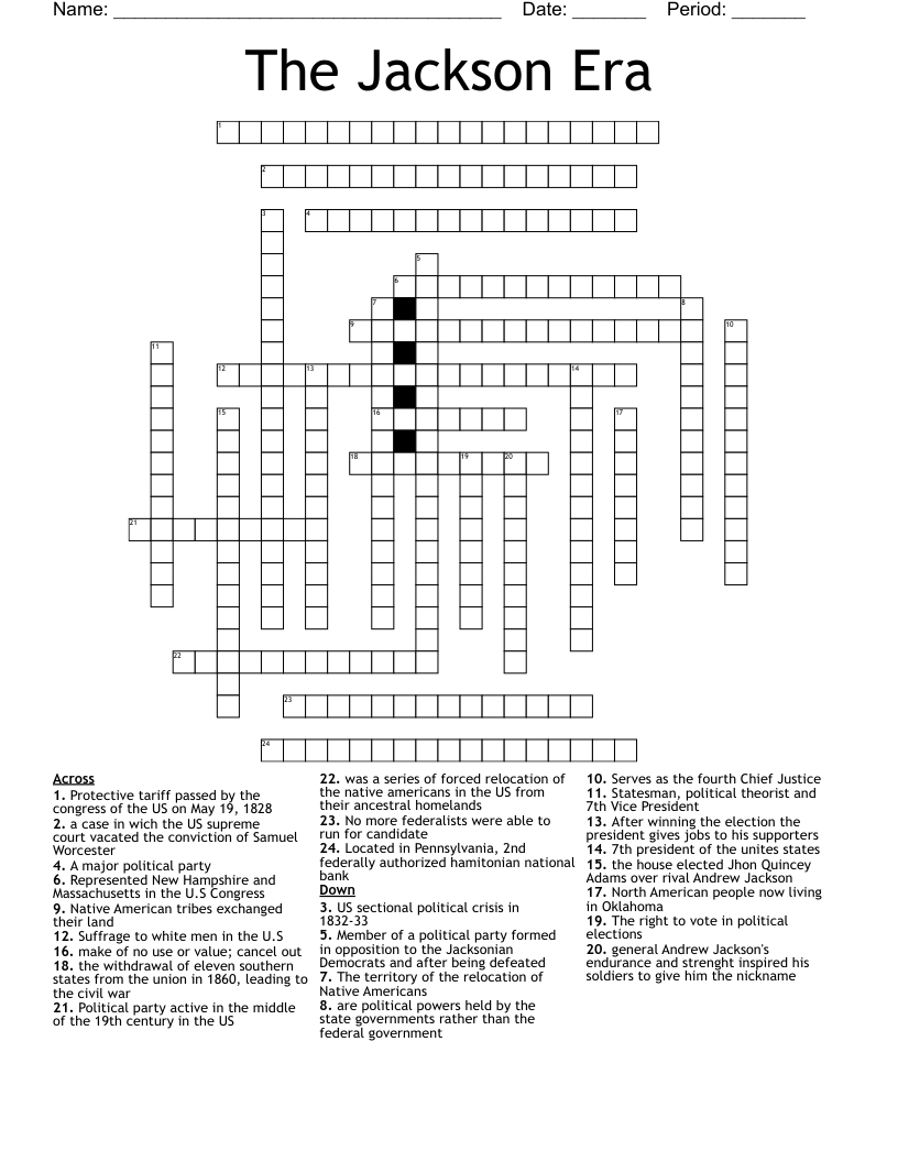 The Jackson Era Crossword