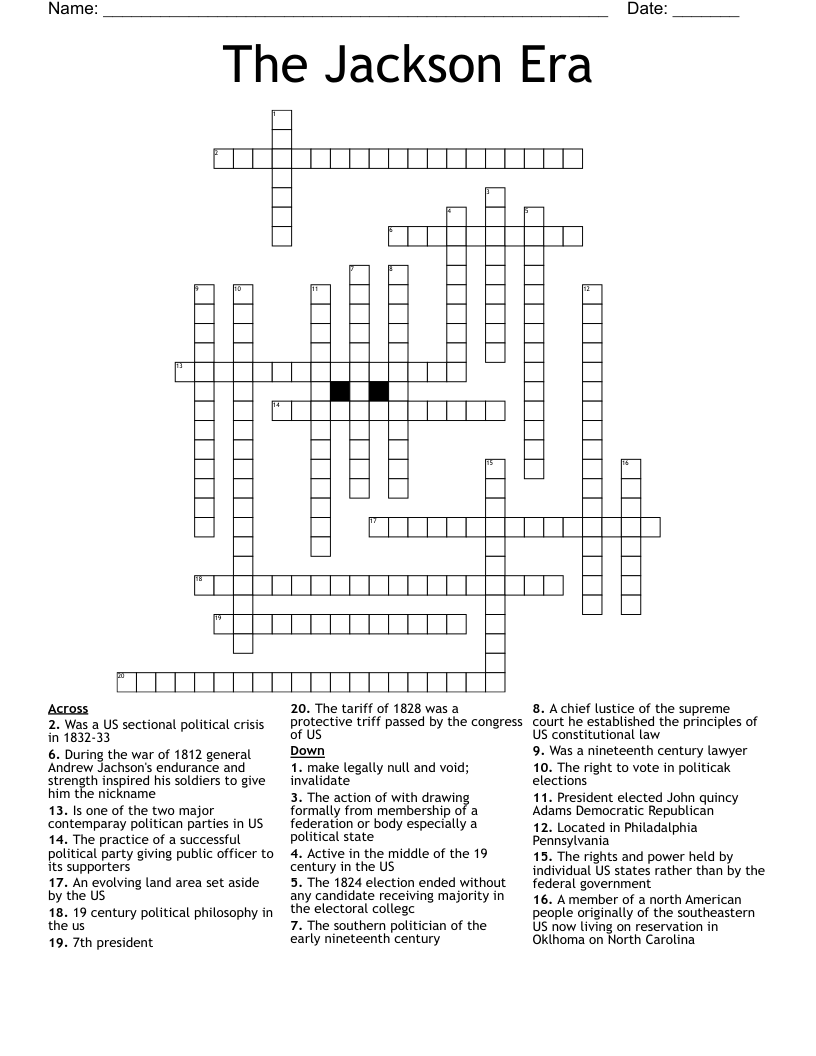 The Jackson Era Crossword