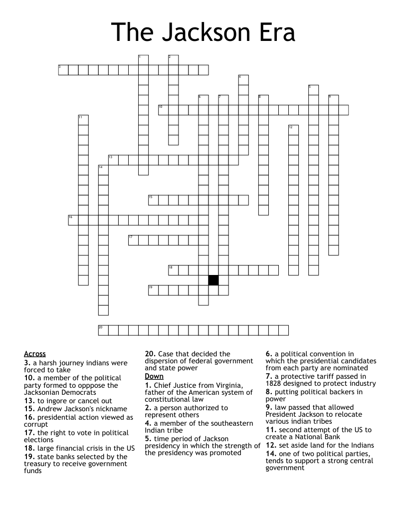 The Jackson Era Crossword