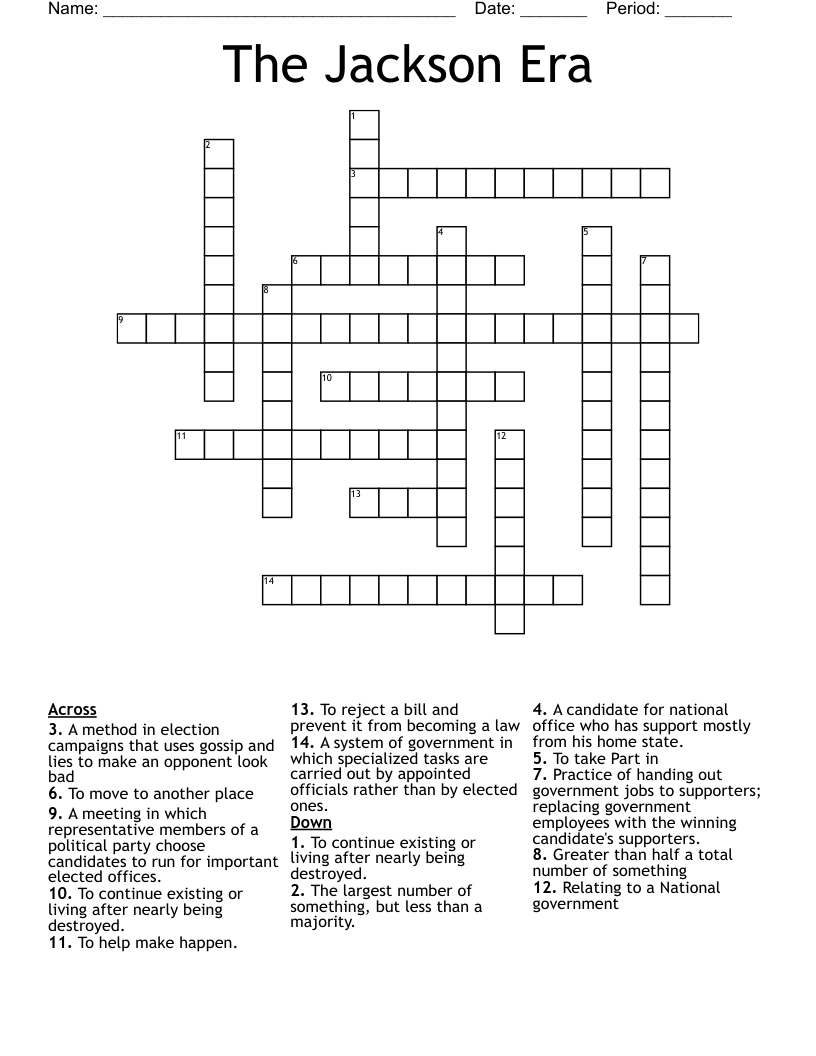 The Jackson Era Crossword