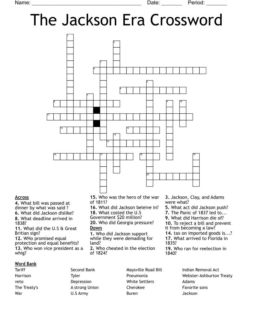 The Jackson Era Crossword