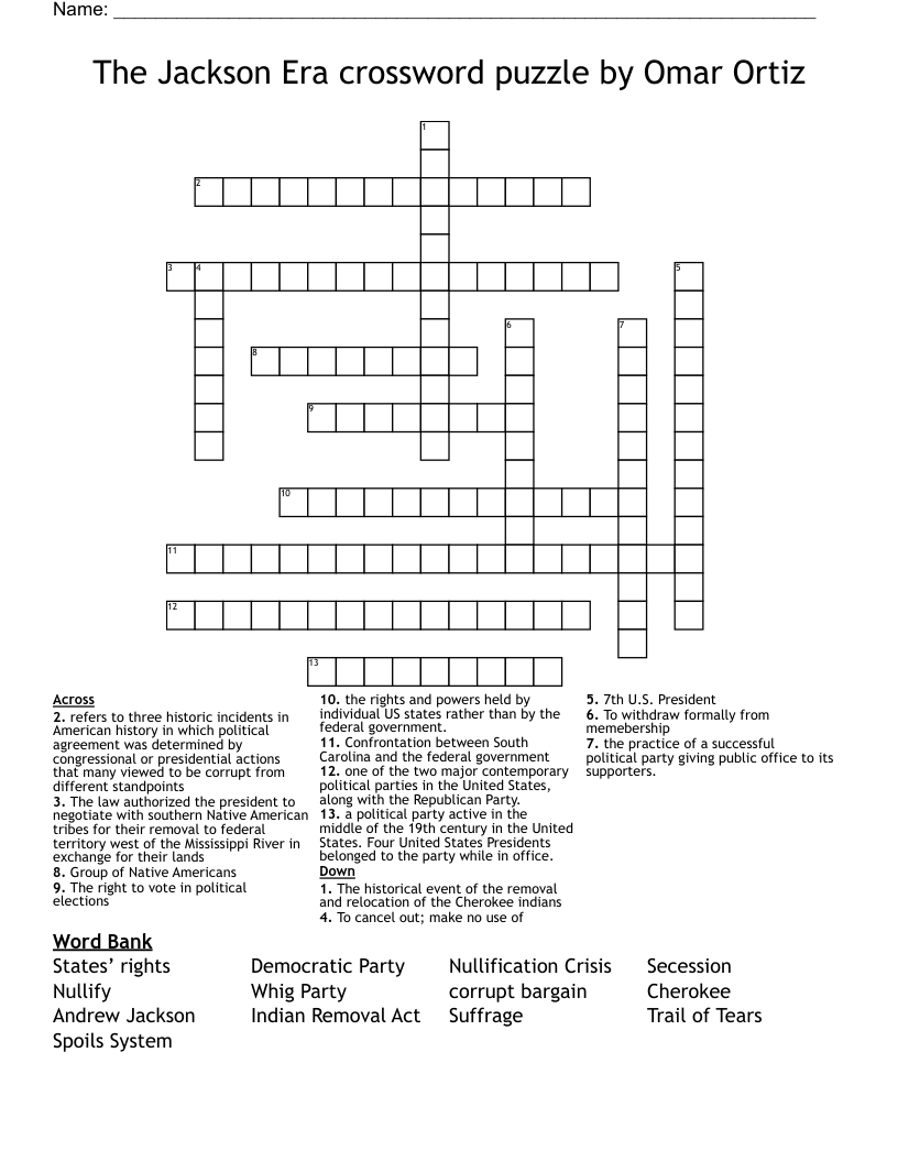 The Jackson Era crossword puzzle by Omar Ortiz