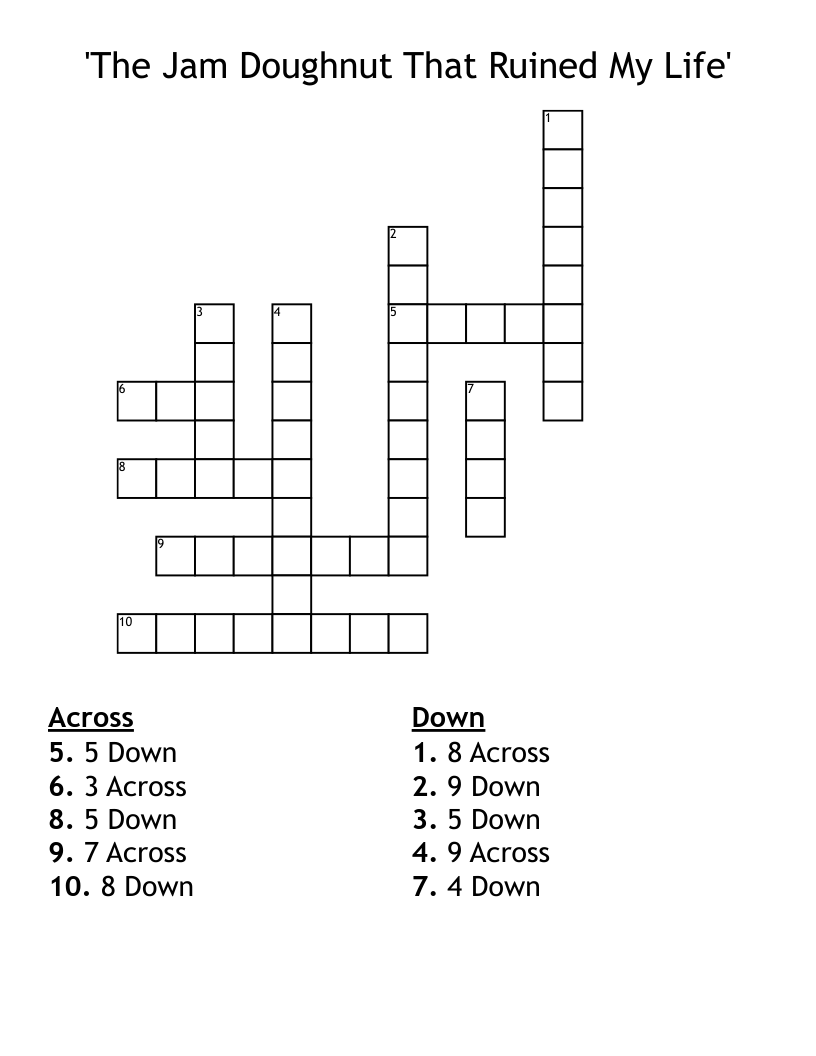 'The Jam Doughnut That Ruined My Life' Crossword