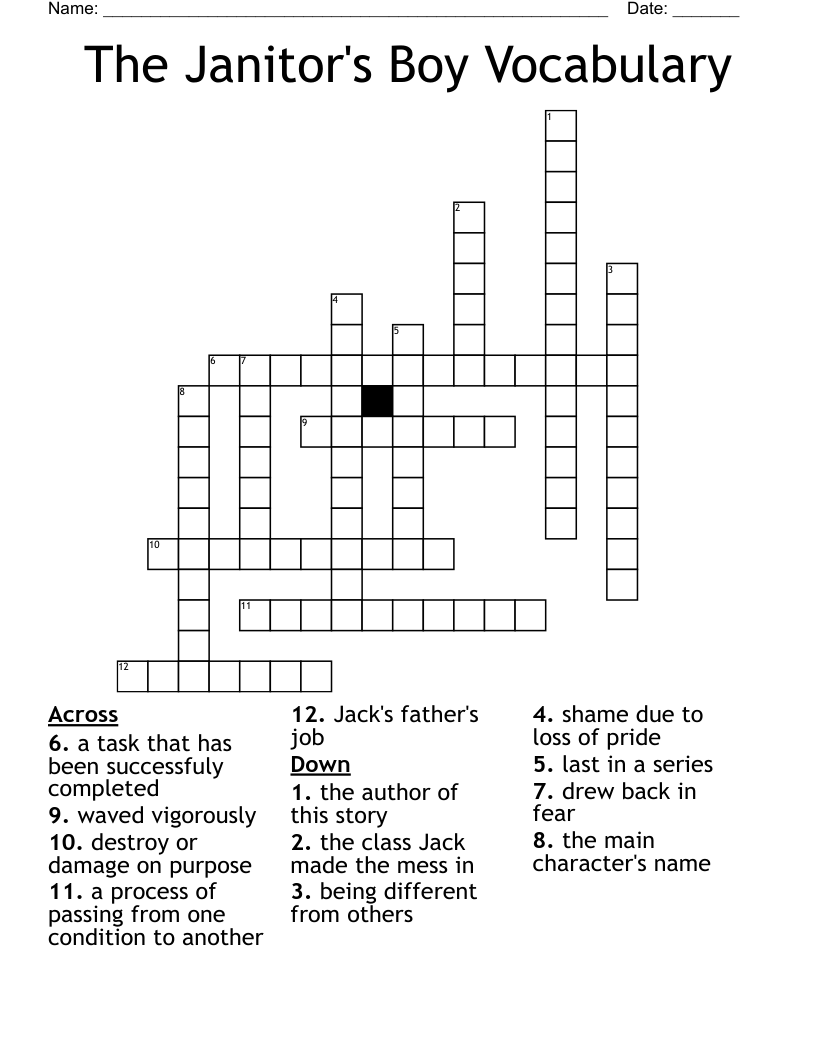 The Janitor's Boy Vocabulary Crossword