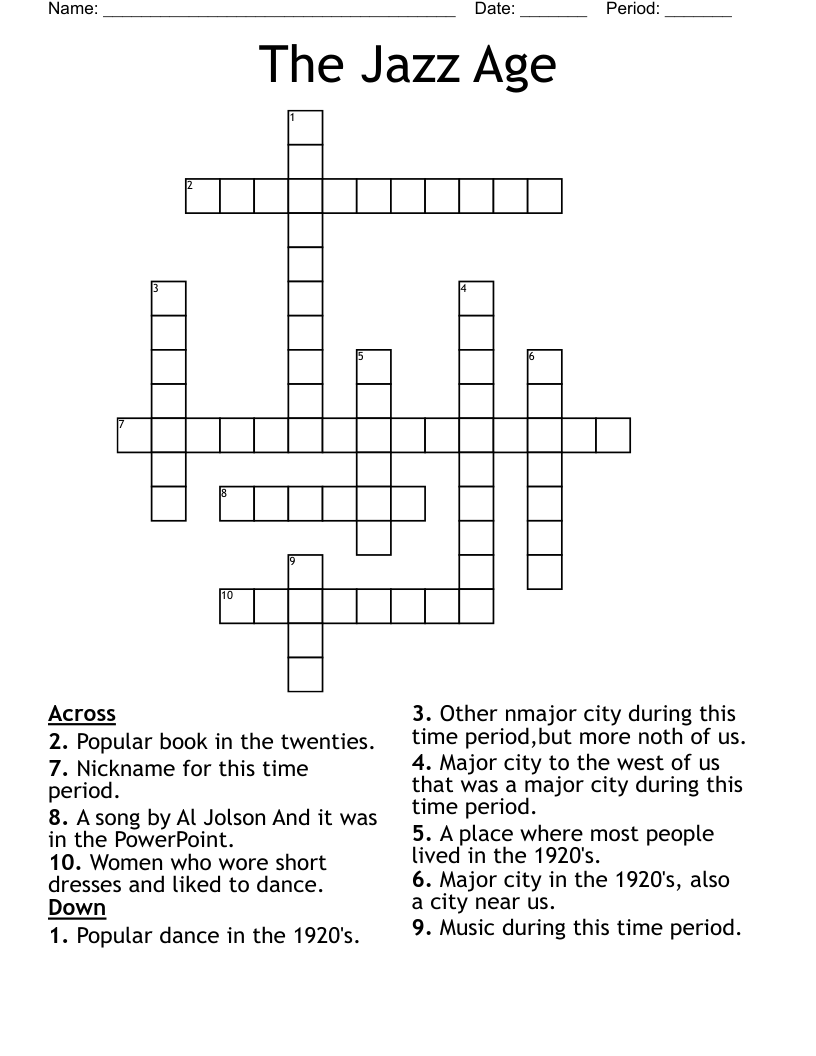 The Jazz Age Crossword