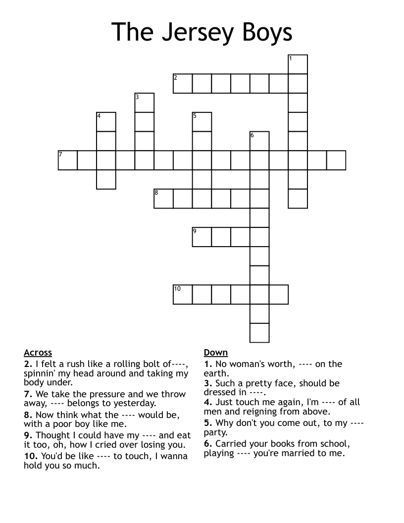 The Jersey Boys Crossword