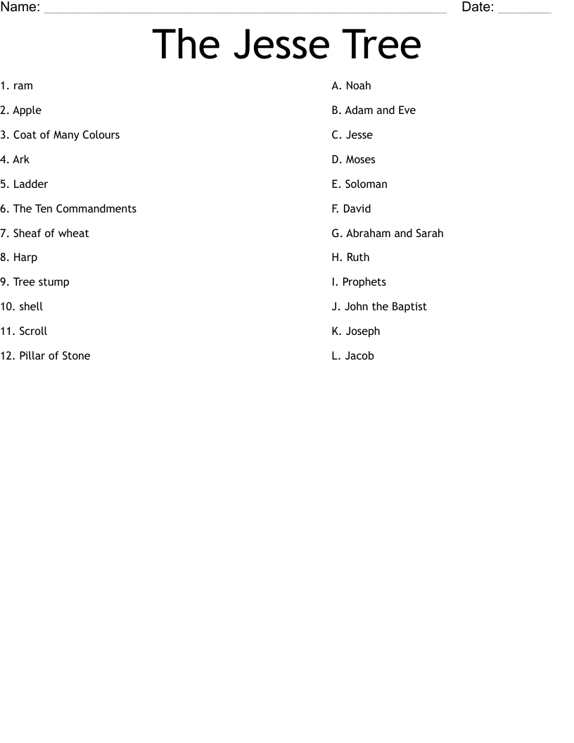 The Jesse Tree Worksheet