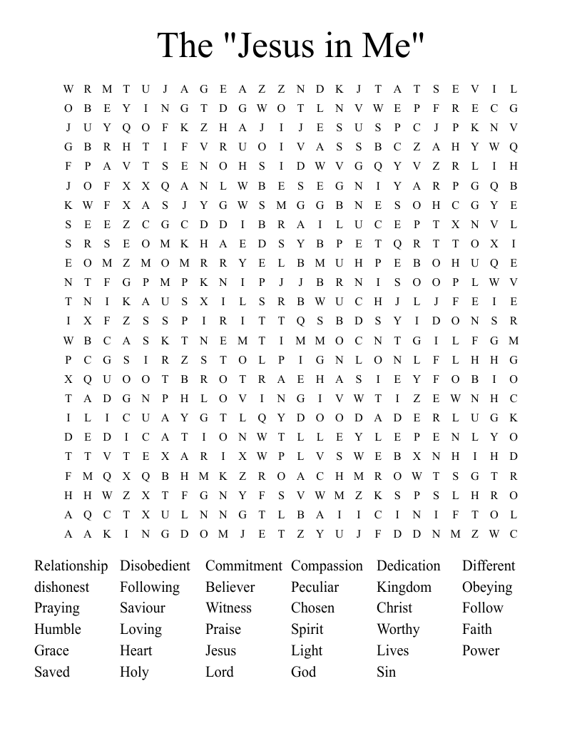 The "Jesus in Me" Word Search