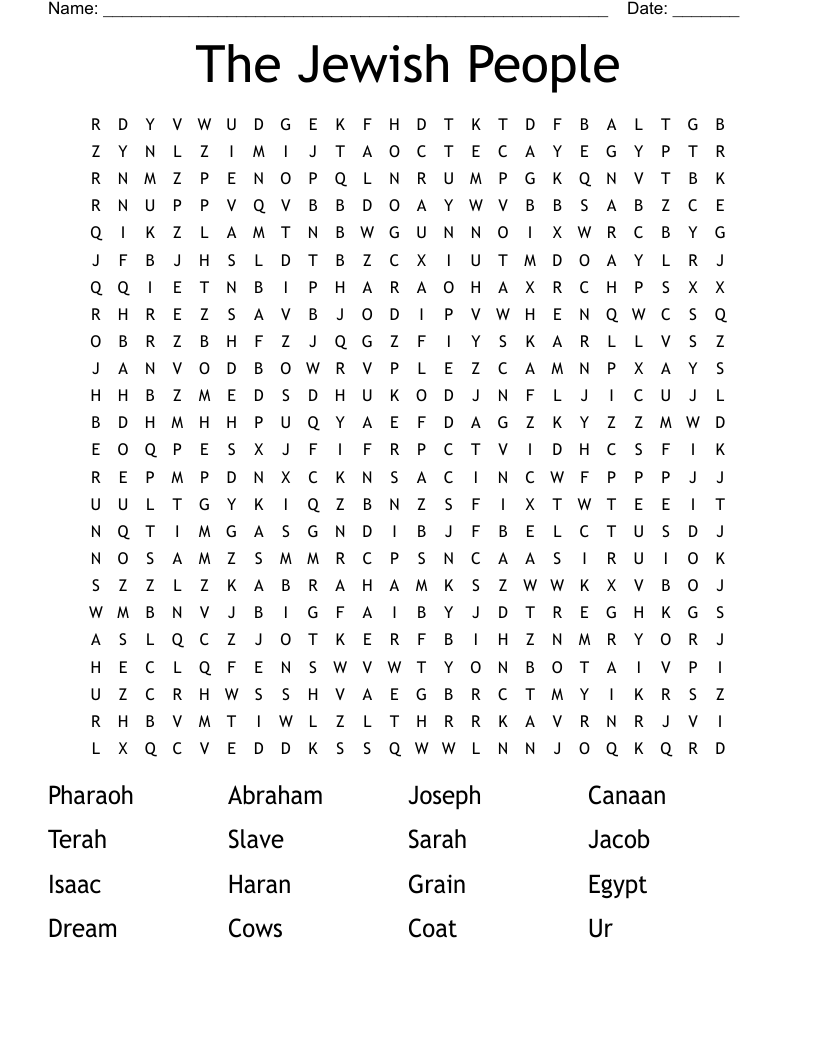 The Jewish People Word Search