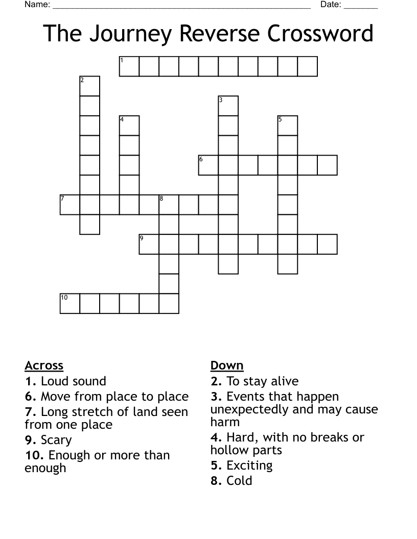 The Journey Reverse Crossword