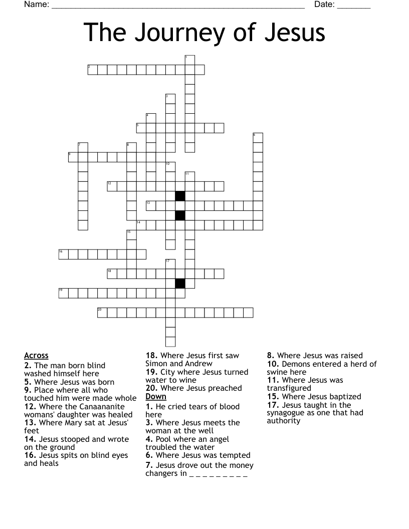 The Journey of Jesus Crossword