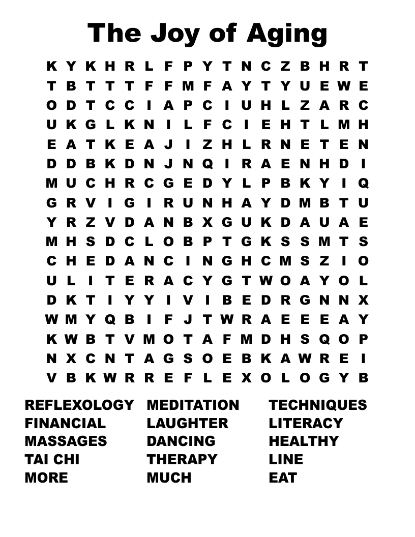 The Joy of Aging Word Search