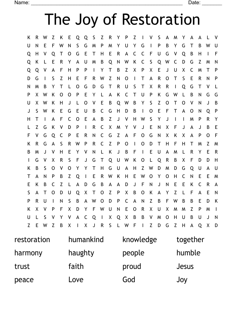 The Joy of Restoration Word Search