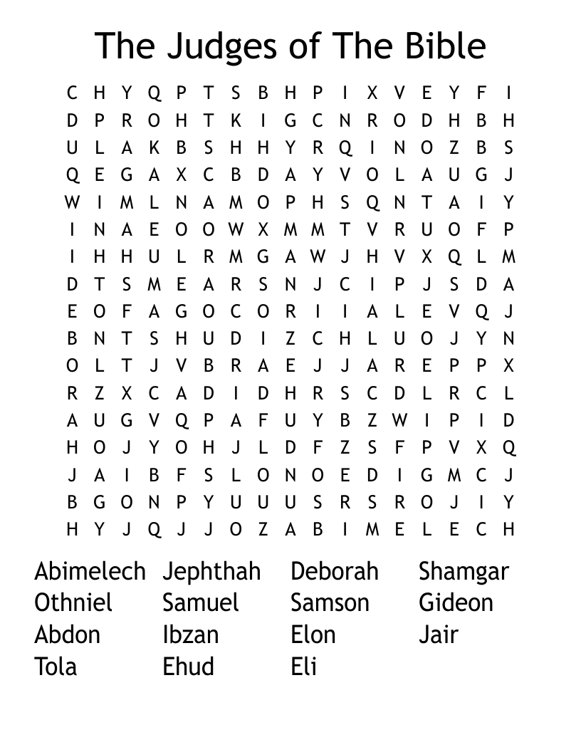 The Judges of The Bible Word Search