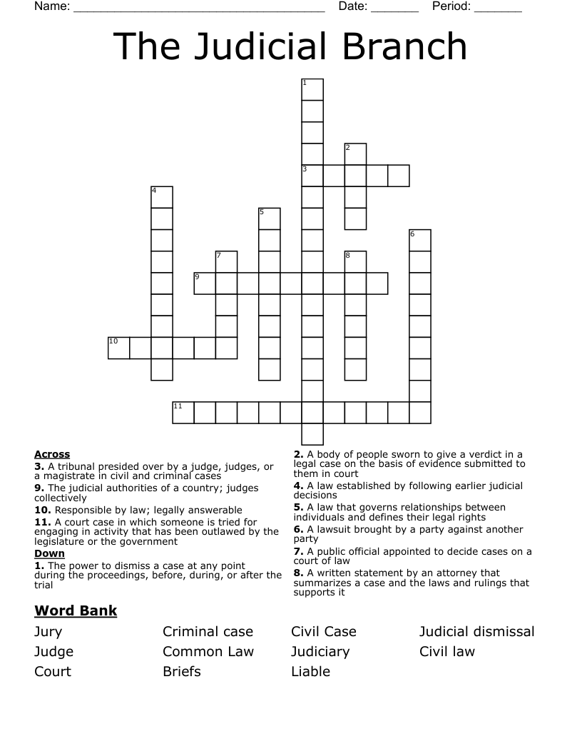The Judicial Branch Crossword