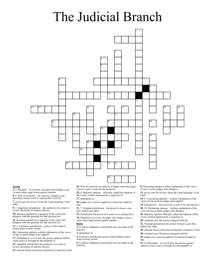 The Judicial Branch Crossword