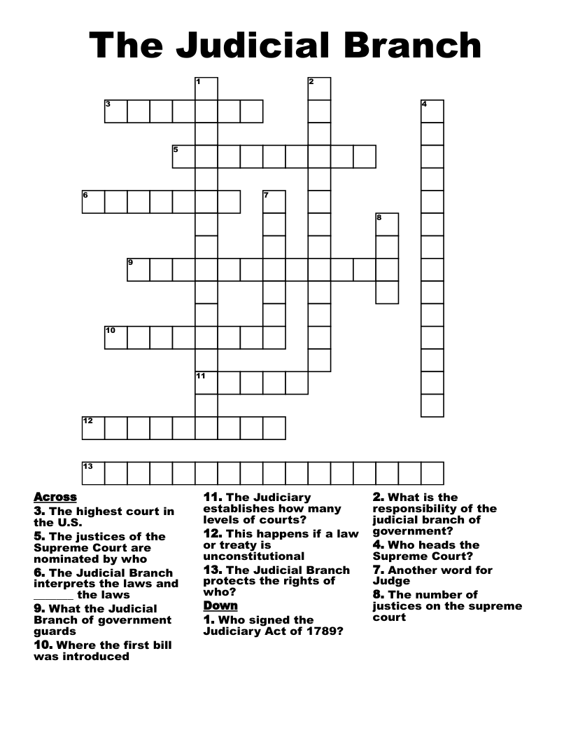 The Judicial Branch  Crossword