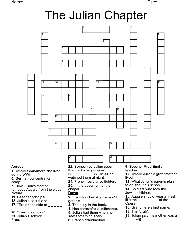 The Julian Chapter Crossword