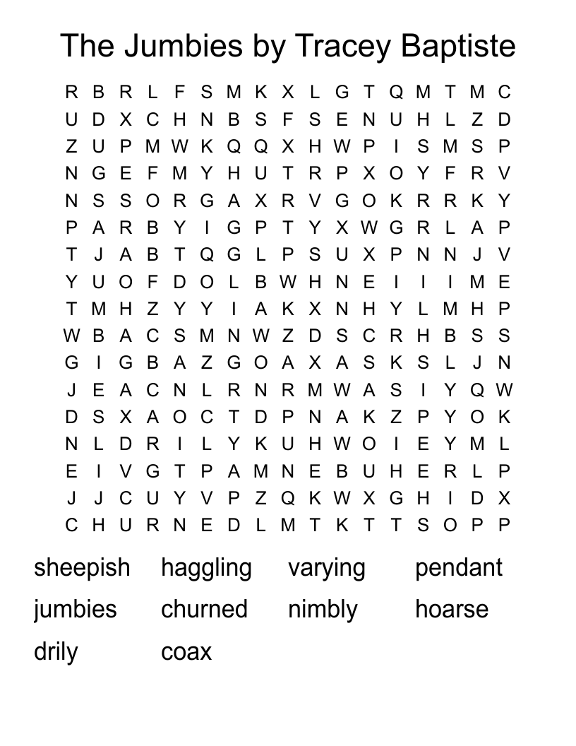 The Jumbies by Tracey Baptiste Word Search