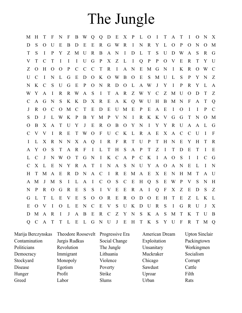 The Jungle Word Search