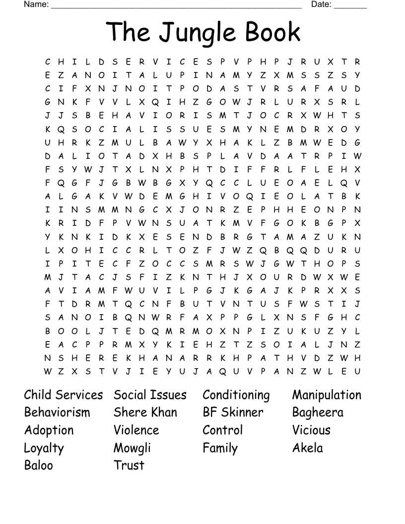 The Jungle Book Word Search