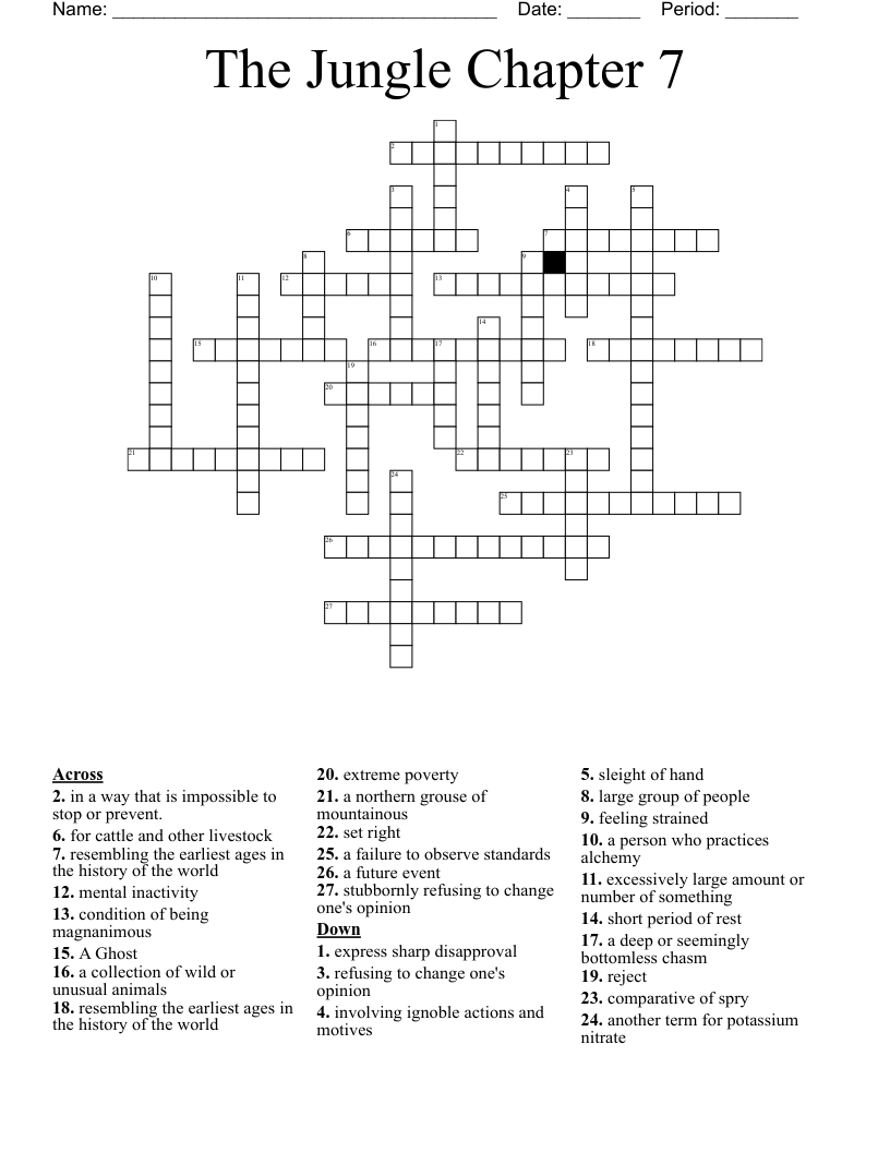 The Jungle Chapter 7 Crossword