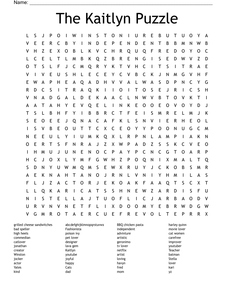 The Kaitlyn Puzzle Word Search
