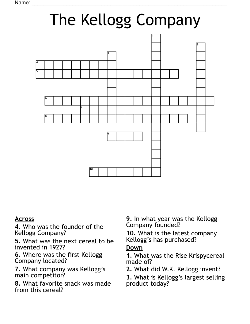 The Kellogg Company Crossword