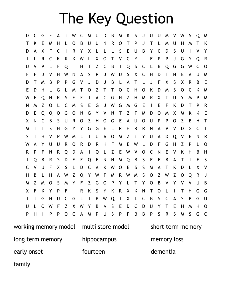 The Key Question Word Search