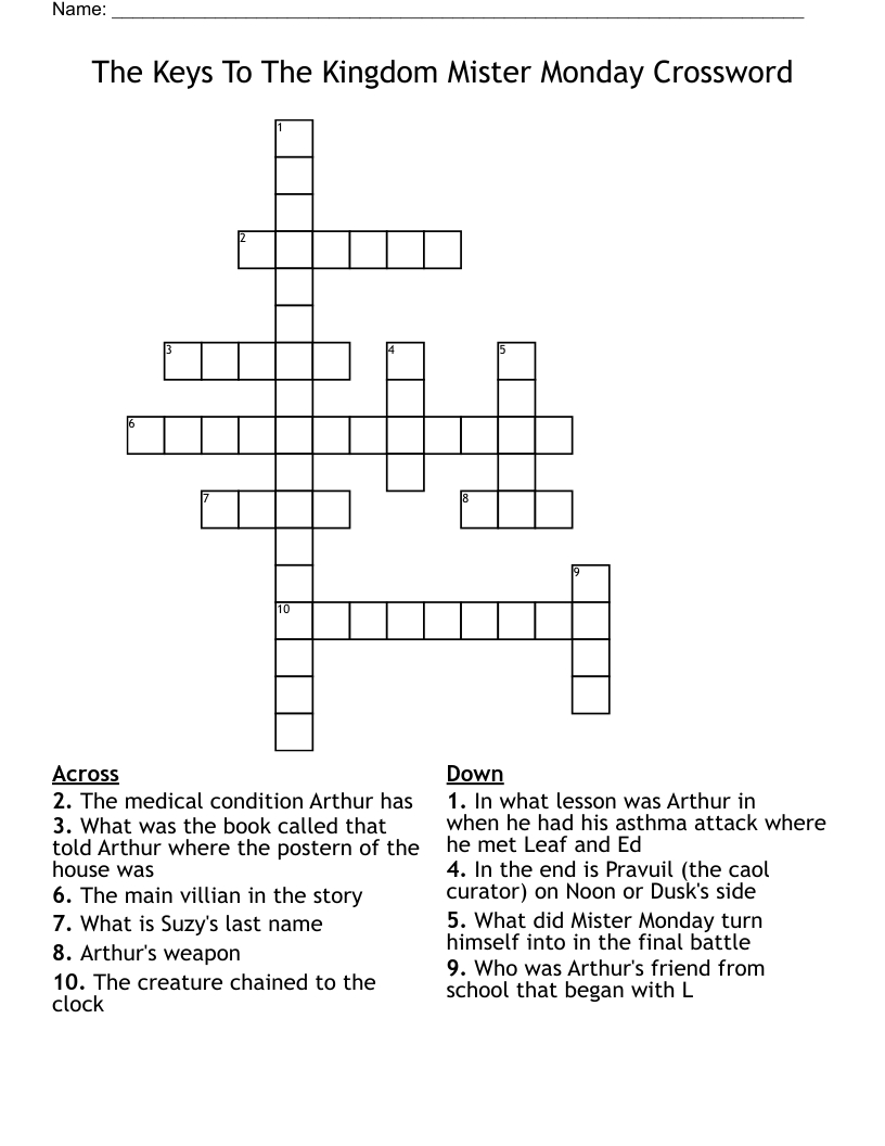 The Keys To The Kingdom Mister Monday Crossword