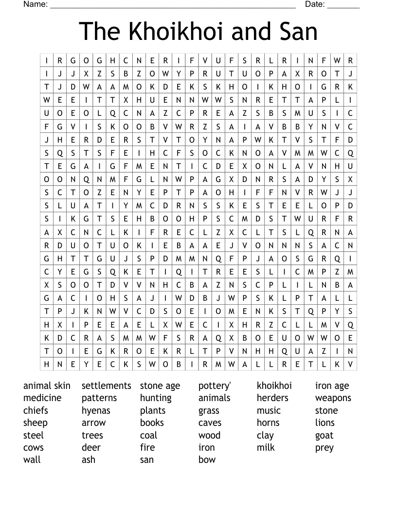 The Khoikhoi and San Word Search