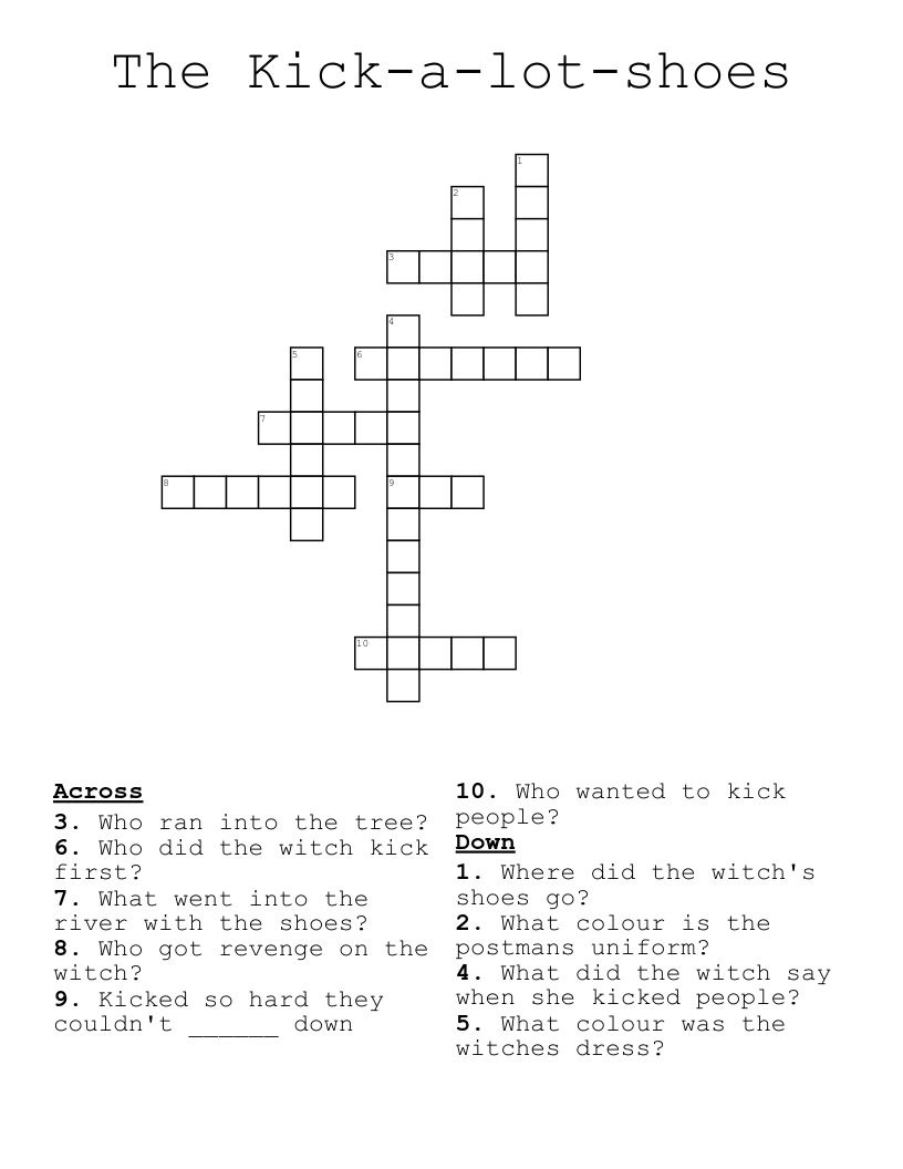 The Kick-a-lot-shoes Crossword