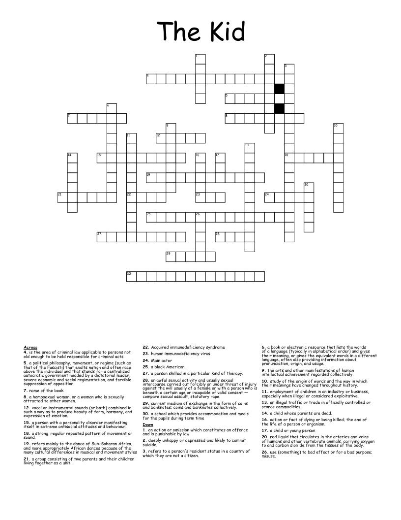 The Kid Crossword