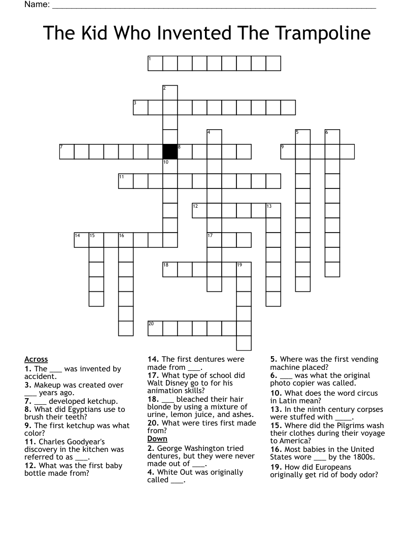 The Kid Who Invented The Trampoline Crossword