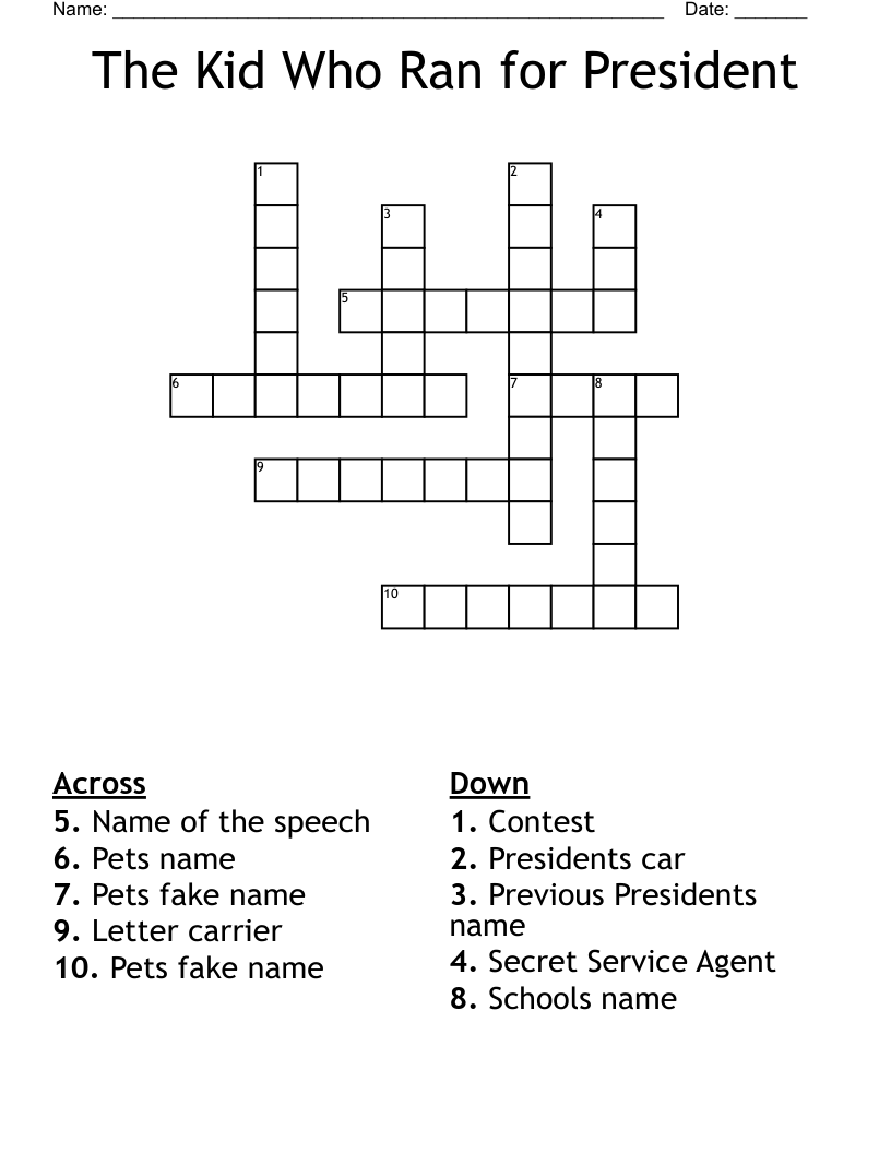 The Kid Who Ran for President Crossword