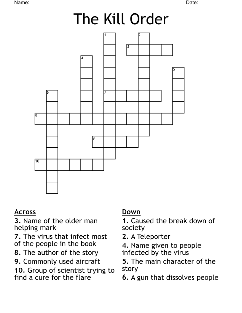The Kill Order Crossword