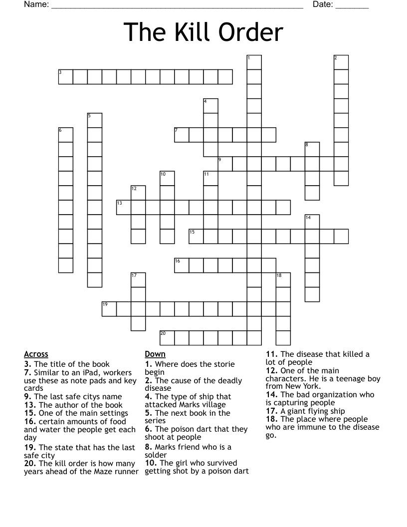 The Kill Order Crossword