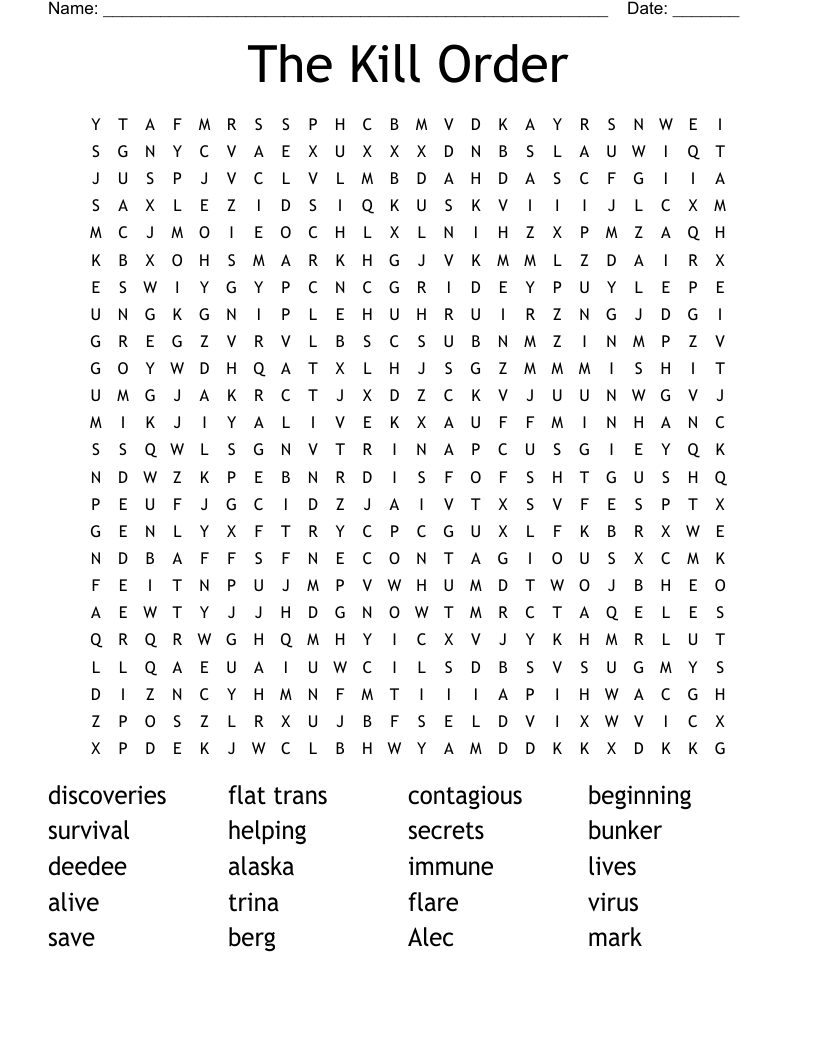 The Kill Order  Word Search
