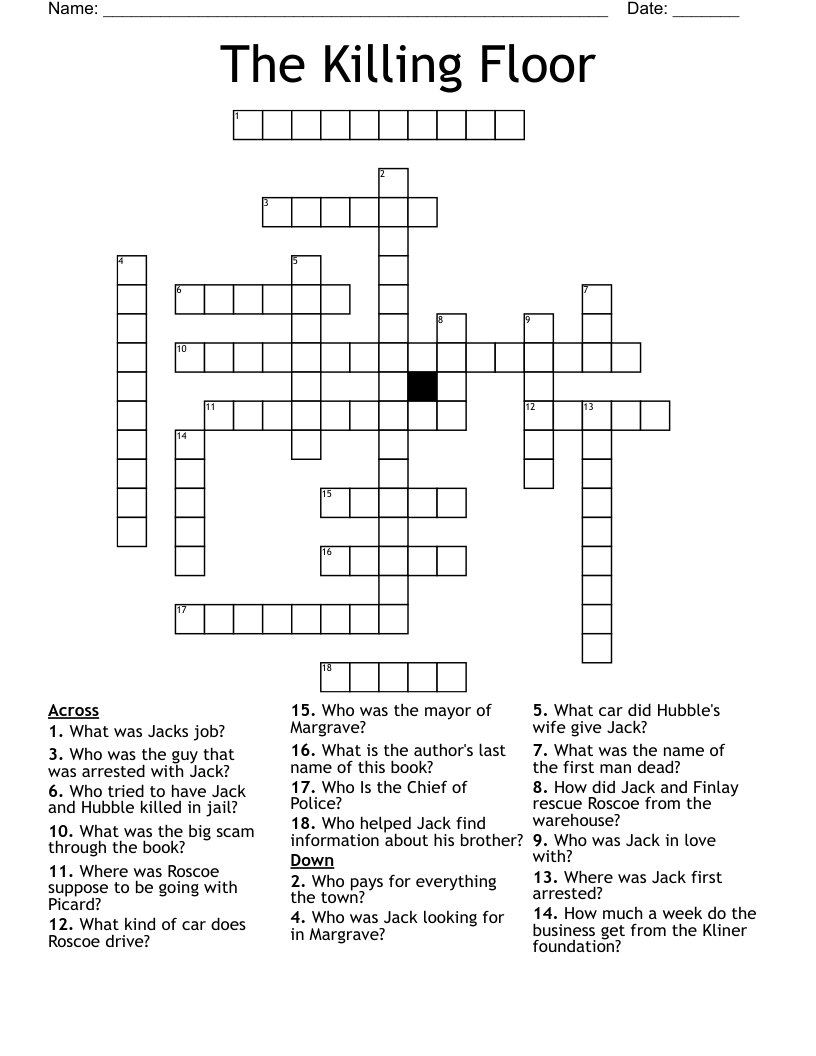 The Killing Floor Crossword