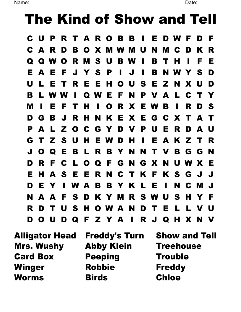The Kind of Show and Tell Word Search