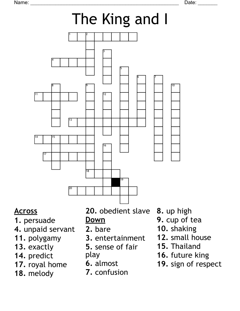 The King and I Crossword