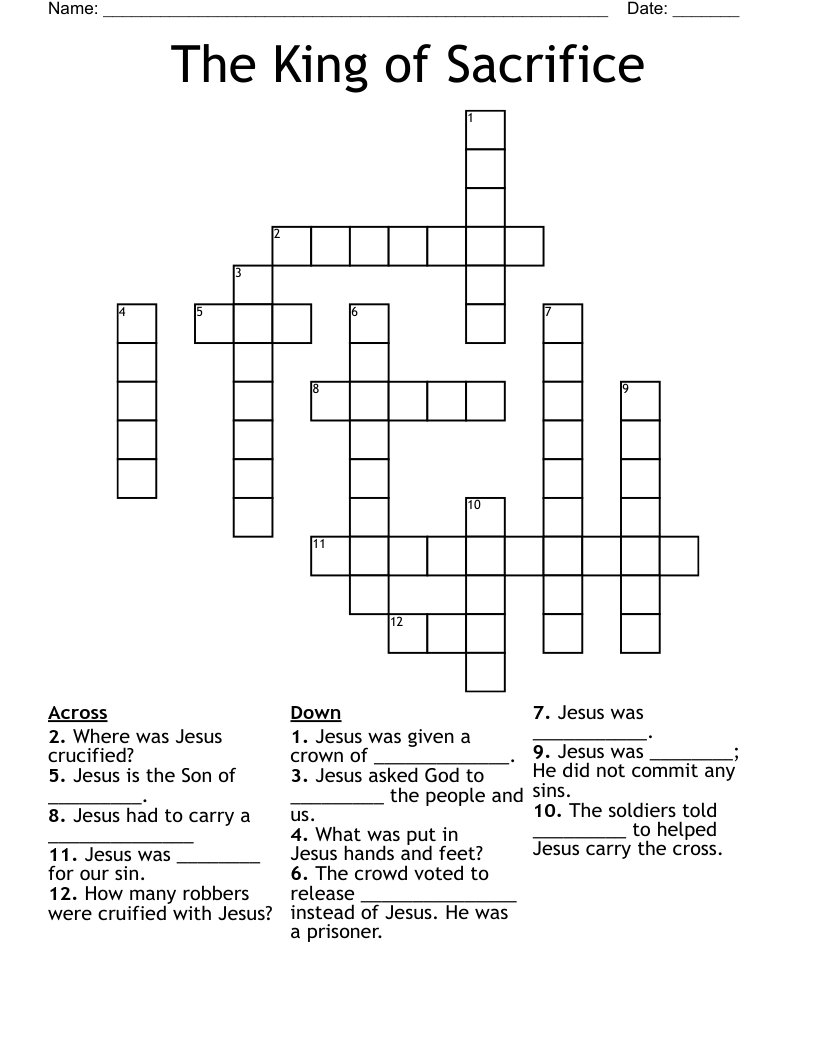 The King of Sacrifice Crossword