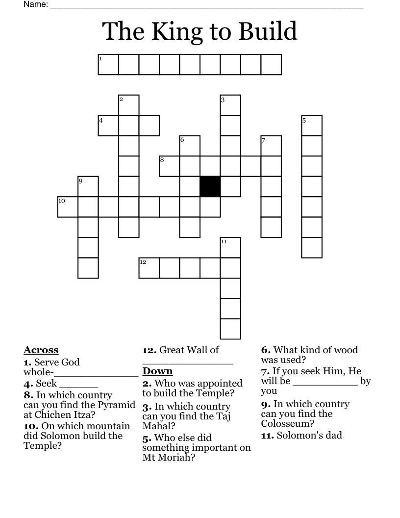 The King to Build Crossword