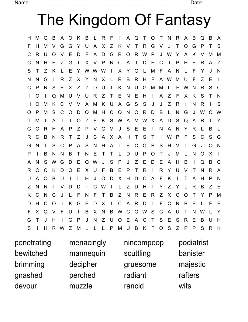 The Kingdom Of Fantasy Word Search