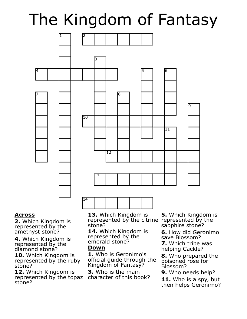 The Kingdom of Fantasy Crossword