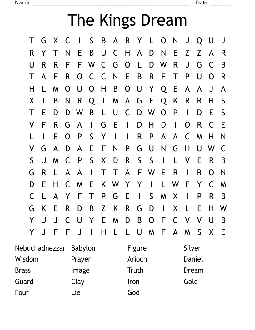 The Kings Dream Word Search