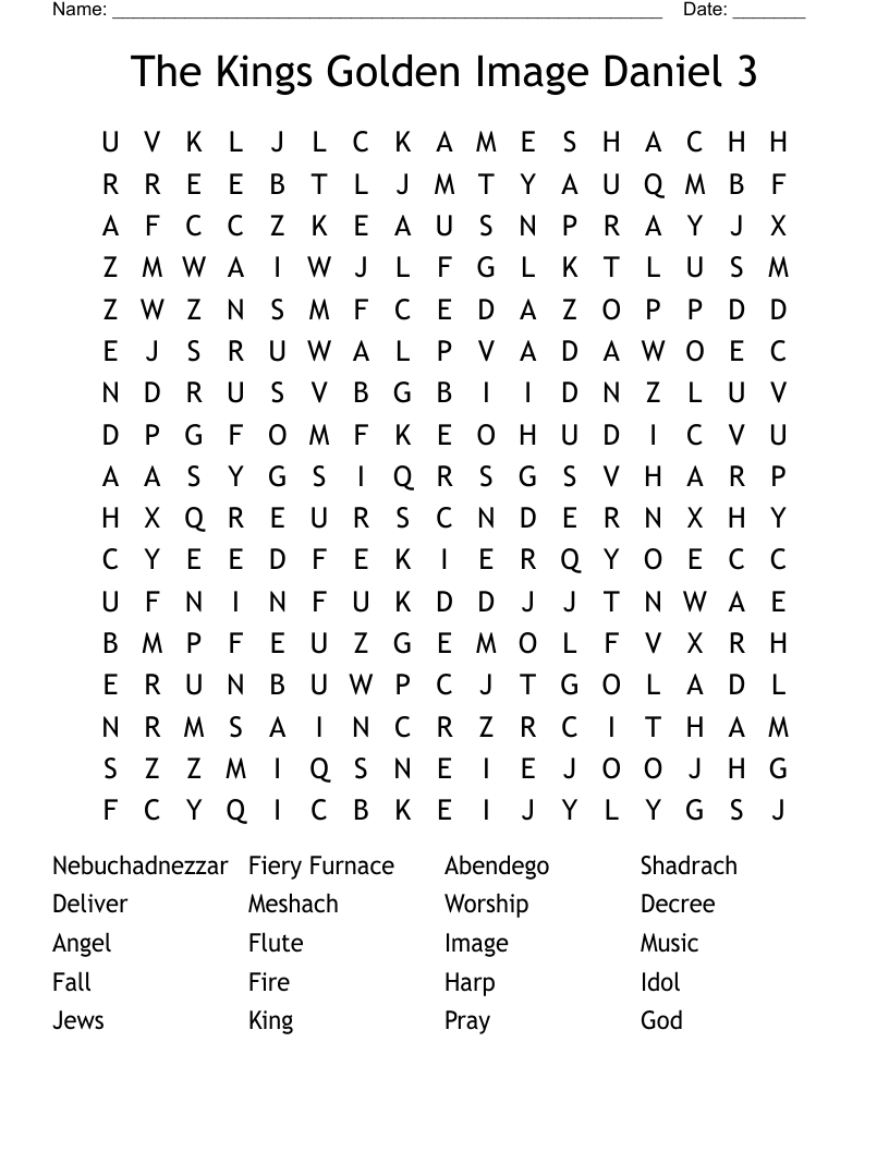 The Kings Golden Image       Daniel 3 Word Search